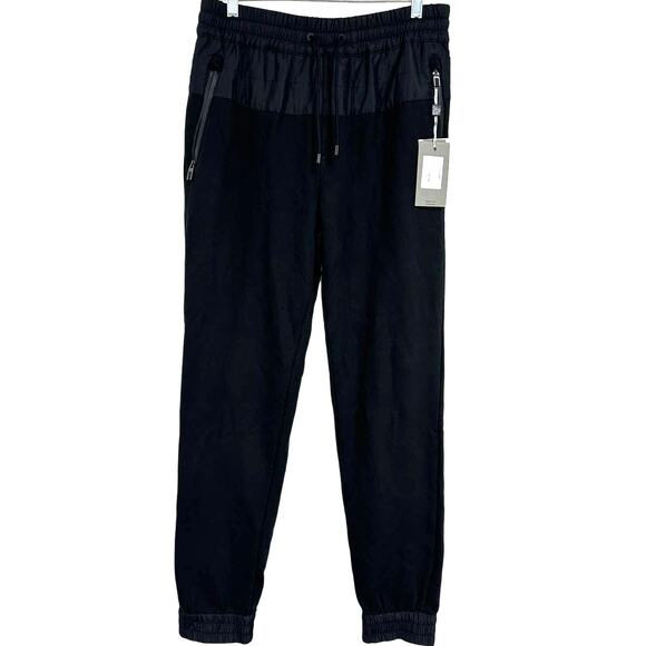 Canali NWT Black Edition Tech Jogger Pants Black Size 34 Zip Pockets 100% Cotton - Picture 2 of 10